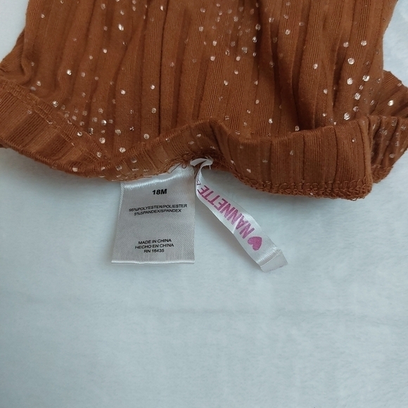 Nannette Baby Girls Brown Cream Fearless Heart 3 Piece Outfit Size 18 Months - Picture 12 of 12